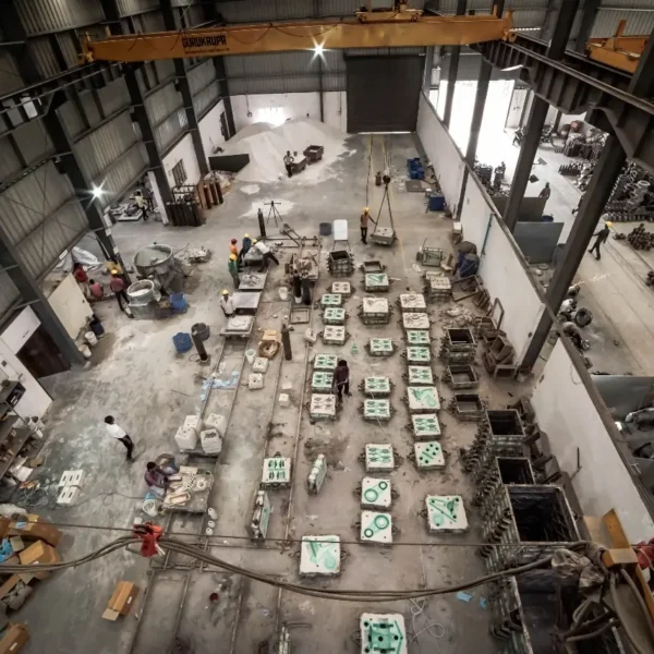 overhead view of a factory